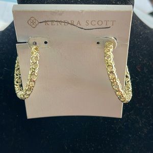 Maggie Hoop Earrings in Gold Filigree 1.41" diameter